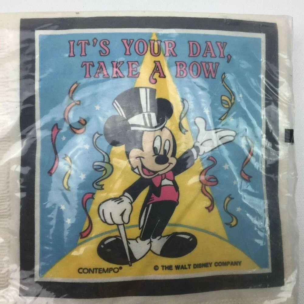 Vintage Contempo Walt Disney Mickey Mouse 3 Ply Birthday Party Luncheon Napkins